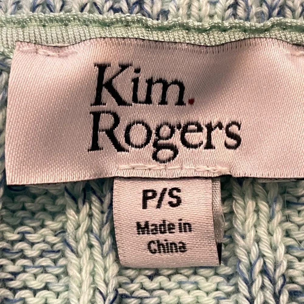 Kim Rogers Cable Knit Crew Neck Sweater Long Sleeve Green Heather Petite‎ Small - Image 5