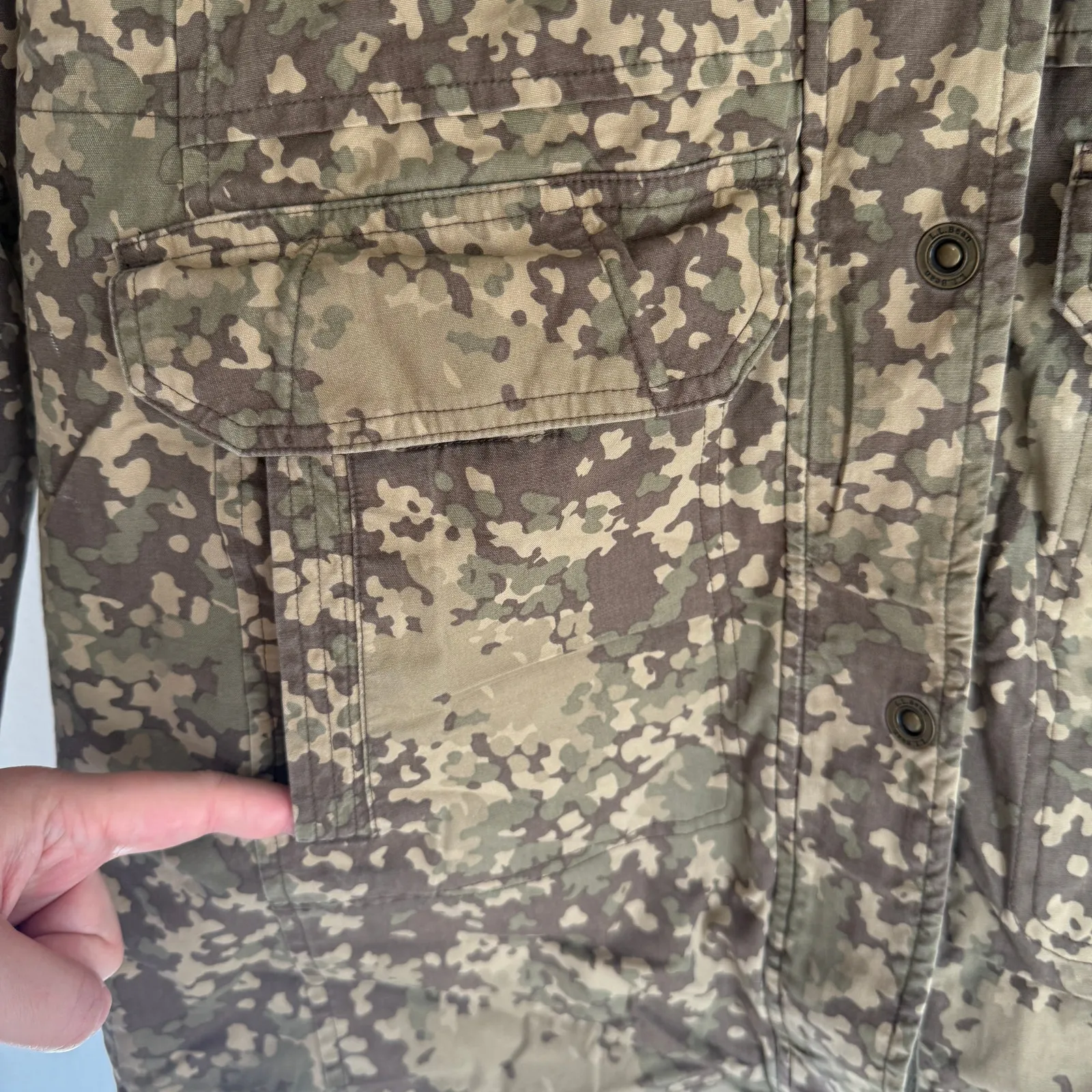 L.L. Bean Women's XS Hooded Camo Zip Front Fleece Coat Jacket Long Hunt Chore - Image 6