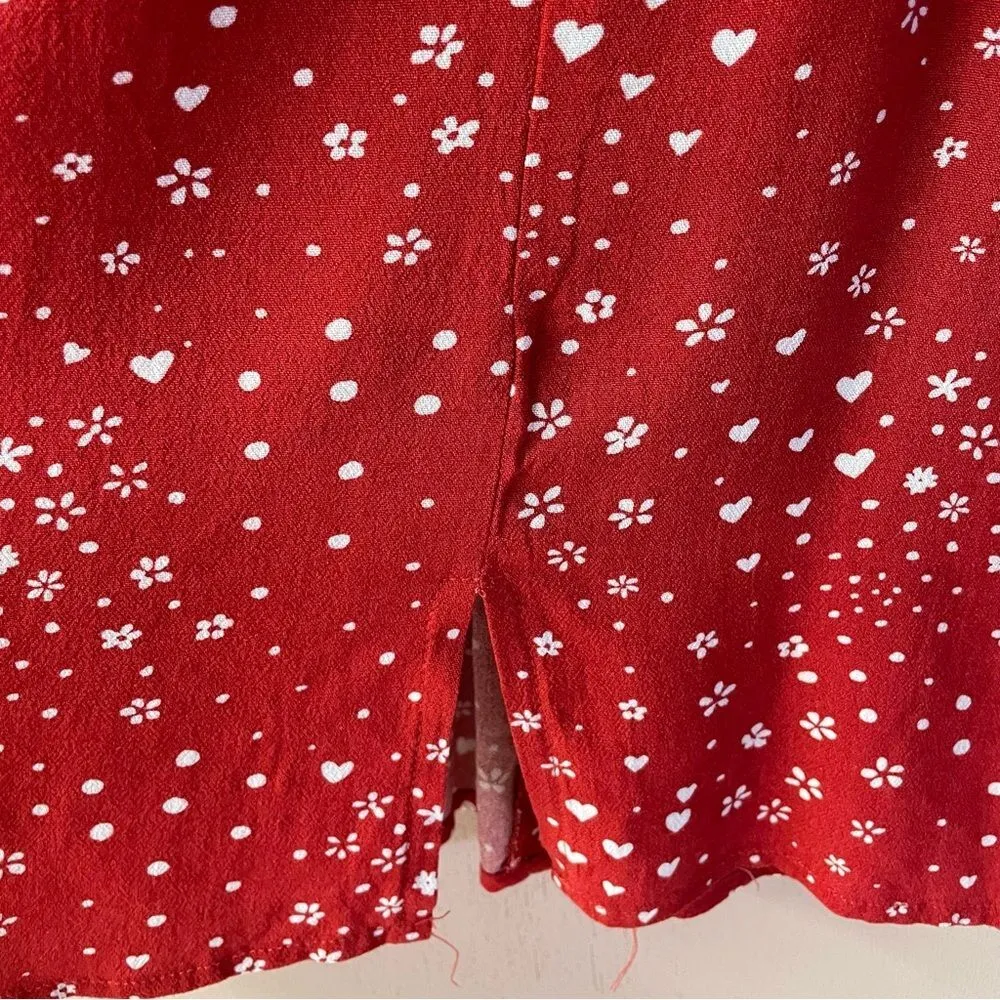 PacSun Lottie Moss Red & White Floral Heart Dotted Mini Dress Size M NWT - Image 5