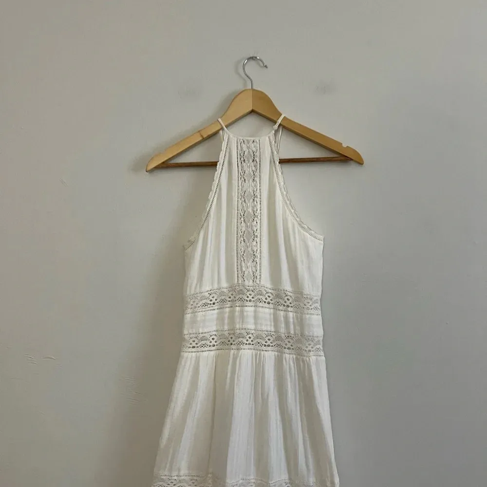 White Crochet High Neck Expensive New York Designer Dress - Image 6