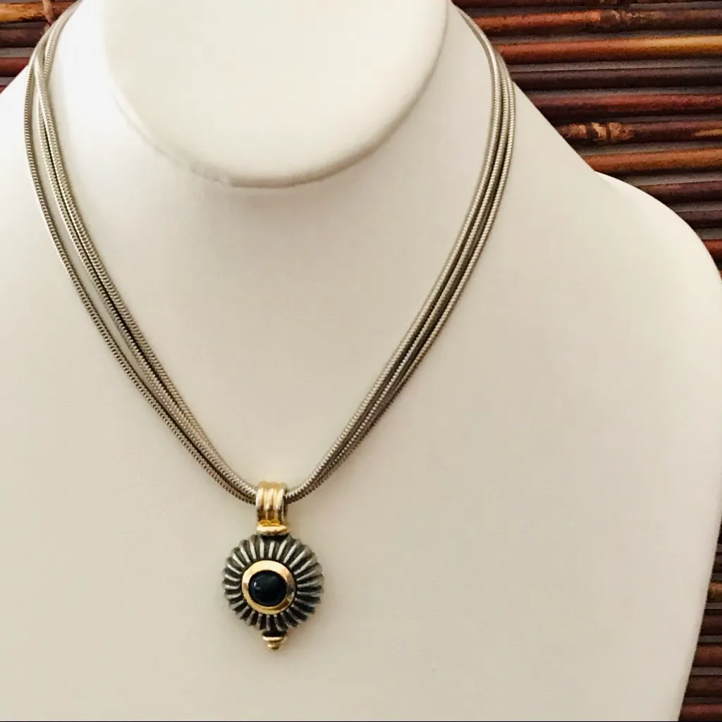 Ben Amun Three Strand Necklace Pendant Silver - Image 4