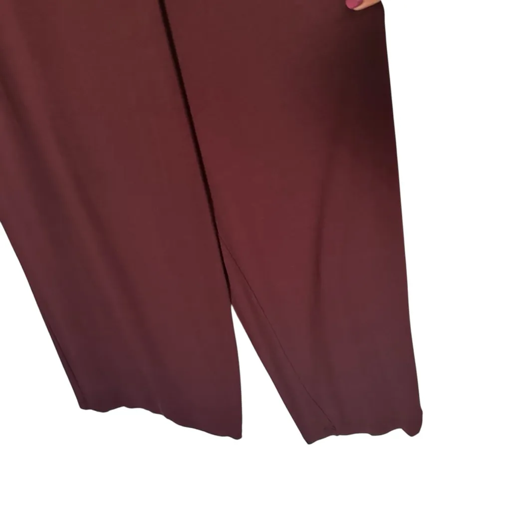 Eileen Fisher Sleeveless Wide-Leg Jumpsuit Burgundy Stretch Small - Image 5