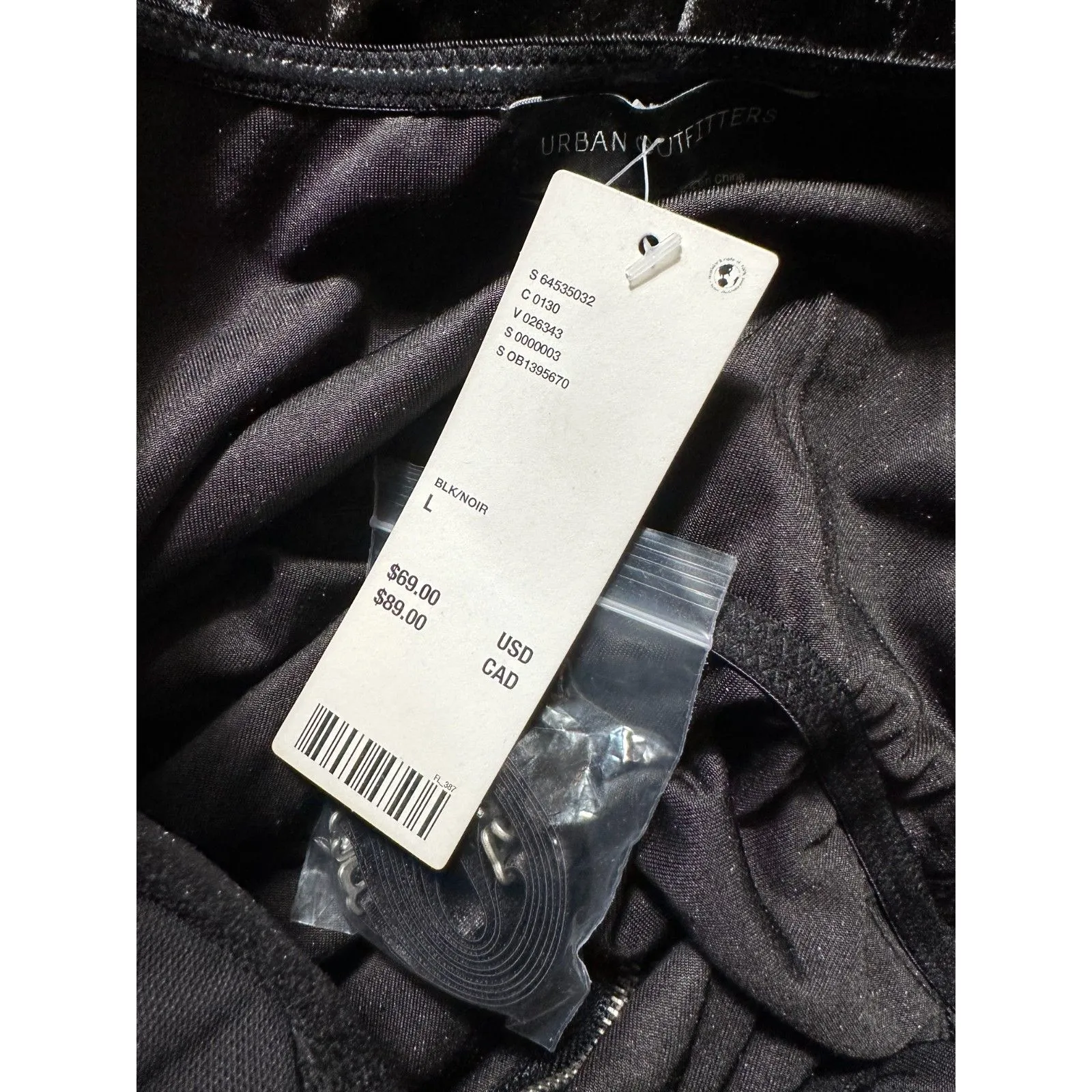 Urban Outfitters Black Strapless Zip Up Velvet Corset Mini Dress Size L NWT - Image 6