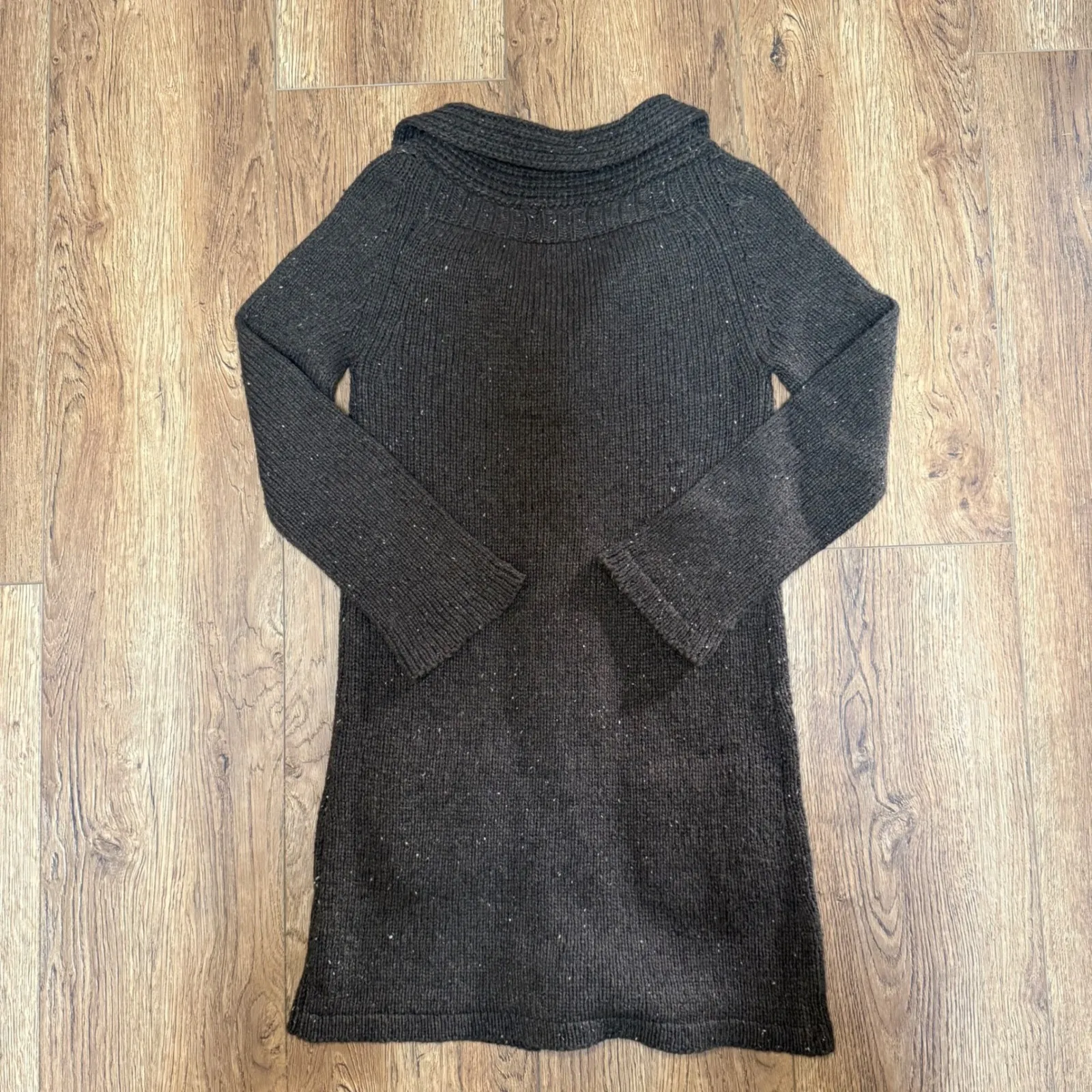 Max Studio Wool Cardigan Sweater Womens XS Brown Speckled Chunky Knit Pockets - Image 6