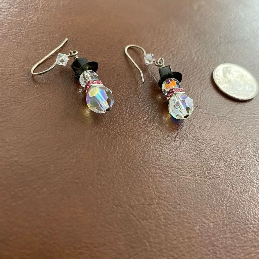 2 Pair Fir Tree Snowman Hook Hanging Earrings Green - Image 3