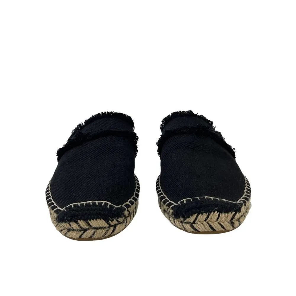 JOIE Black Cain Fringe Espadrille Mules Slides Shoes Size 39 US 9 - Image 5