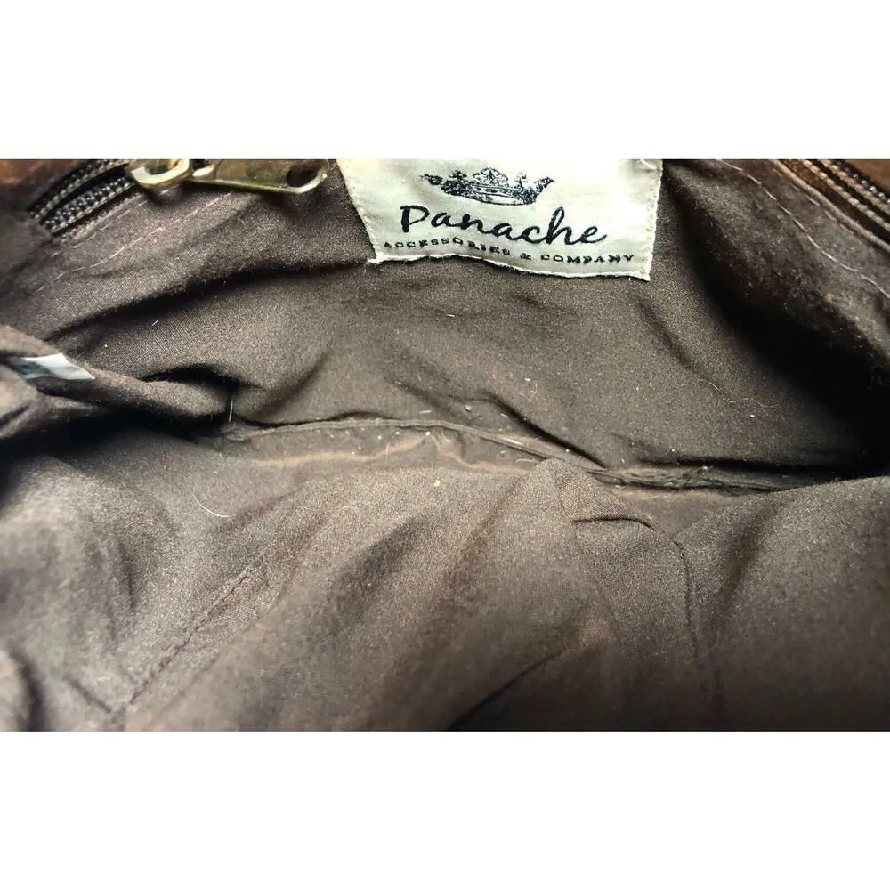 Panache Leopard Print Cowhide Red Plaid Crossbody Bag Purse READ - Image 7