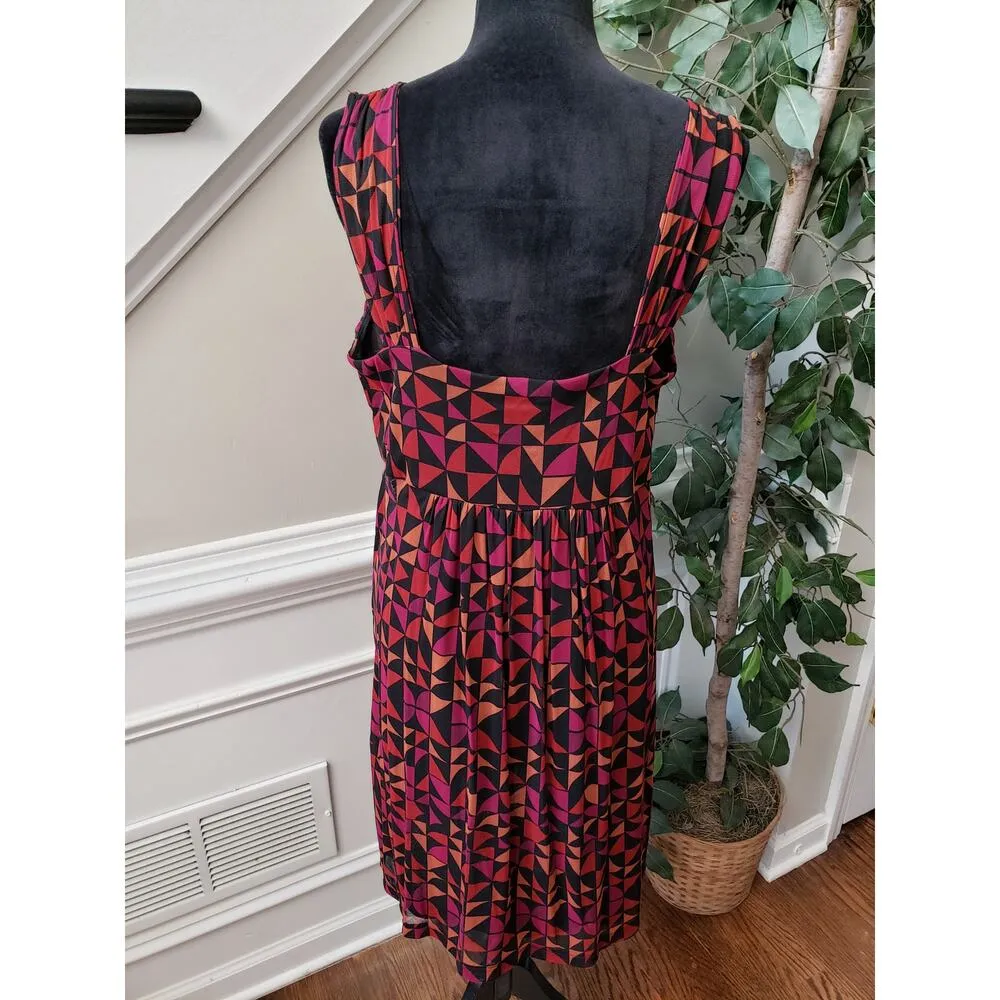 APT.9 Flared Dress Women Large Multi Geometric Print Pleated Skirt Surplice Neck - Image 4