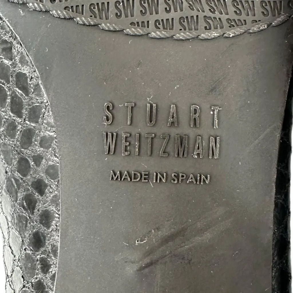 Vtg 90s Y2K Stuart Weitzman Brown Reptile Embossed Leather Mid Heel Pumps 9.5 N - Image 7