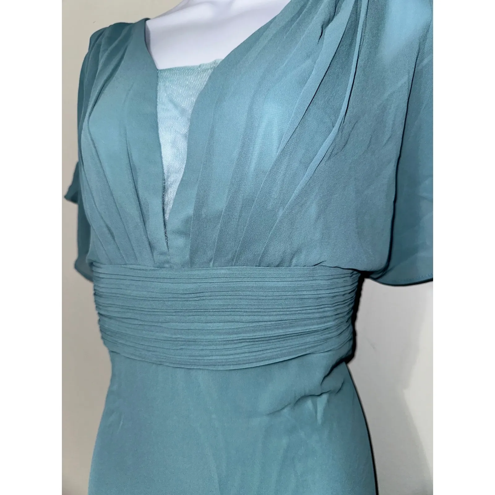 EVER PRETTY Chiffon Gown Ruched Waist Flutter Sleeve Formal Evening Dress 3XL - Image 2