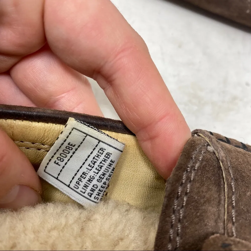 UGG Australia brown suede slip on sheep fur line loafers flats size 7 - Image 8