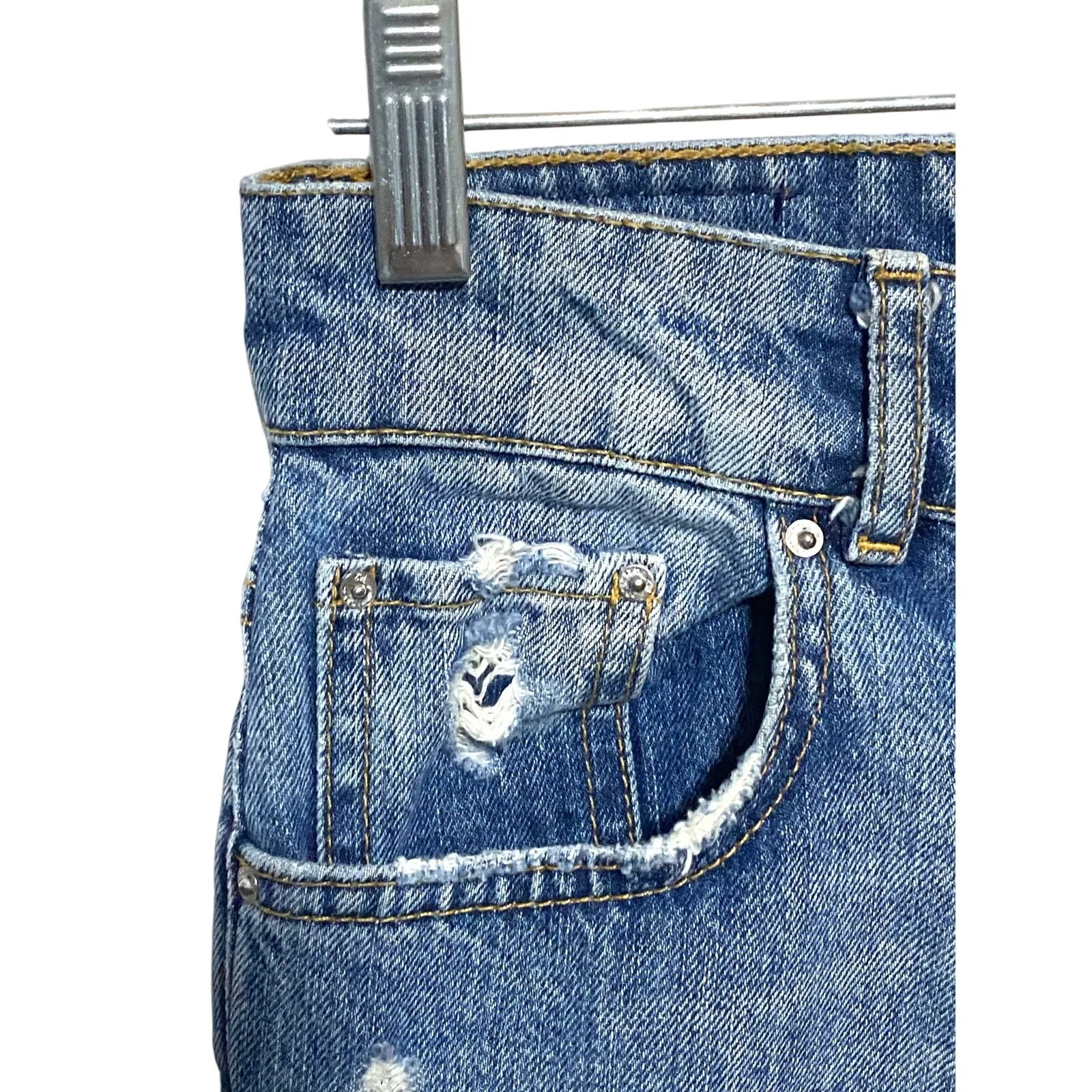 Zara Woman 6 Jeans High Rise Relax Fit Distressed Ripped Thrashed Trashed Grunge - Image 5