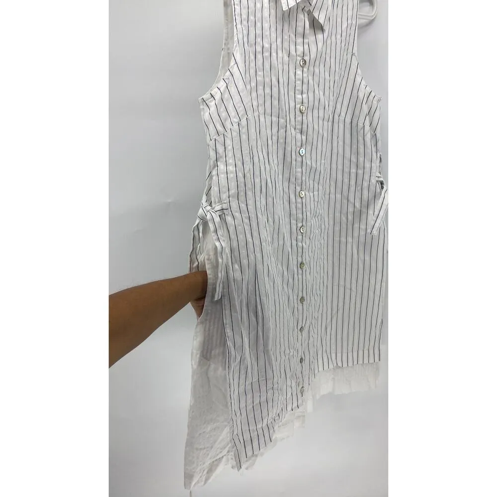 J.Jill linen lagenlook coastal chic tunic dress striped white black pinstriped Size XS - Image 7