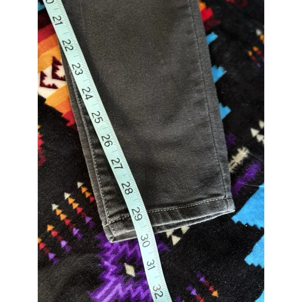 D. Jeans Black Skinny Denim Pants Size 10 Mid Rise Pockets‎ Zip Rhinestones - Image 7