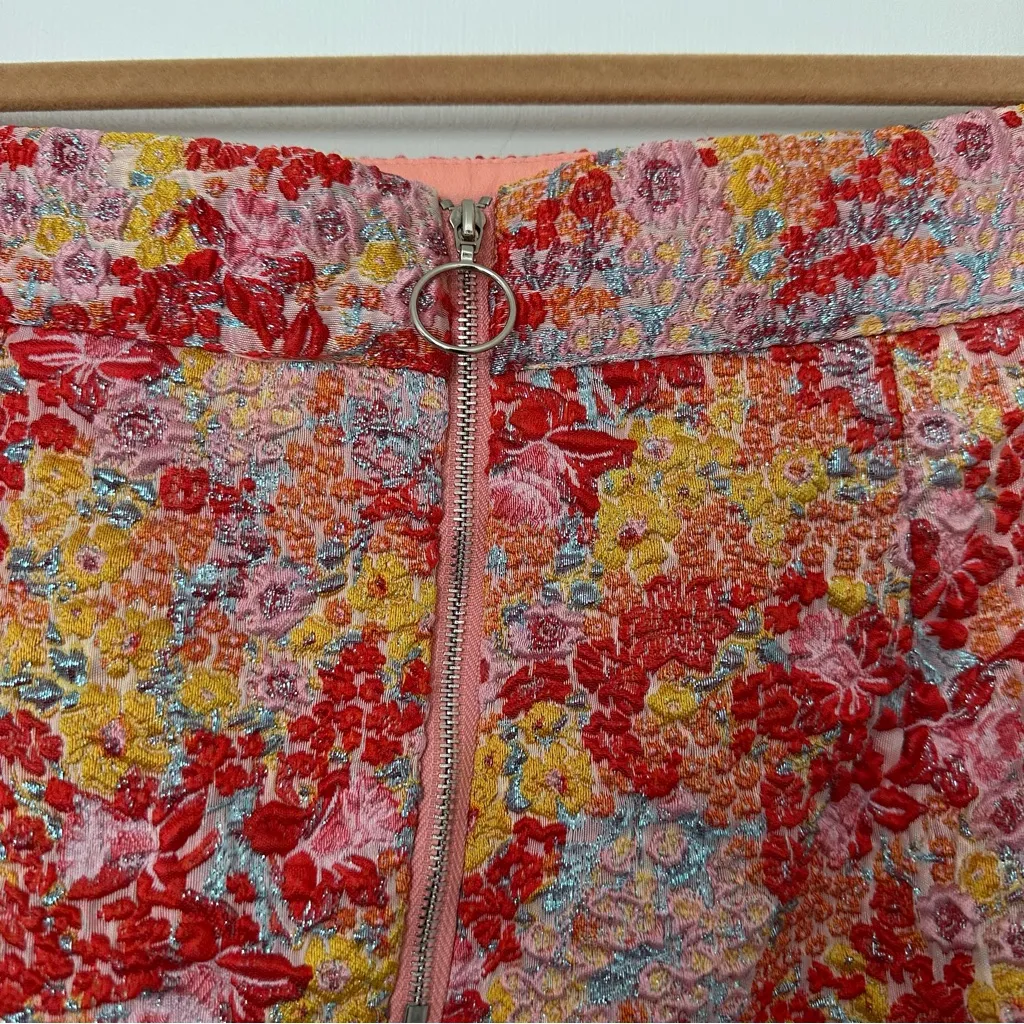 Lulus Ellarina Metallic Floral Jacquard Pencil Skit Womens Large Pink New - Image 6