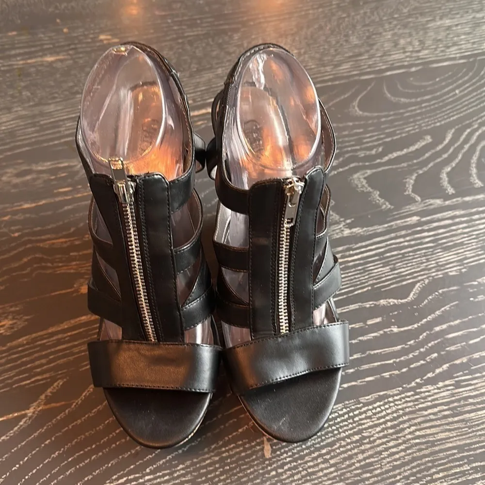 Carols by Carlos Santana black zipper front cork wedges Size 9 - Image 2