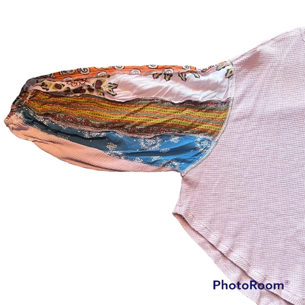 Free people blossom print Dolan balloon sleeve top mixed paisley thermal top - Image 9