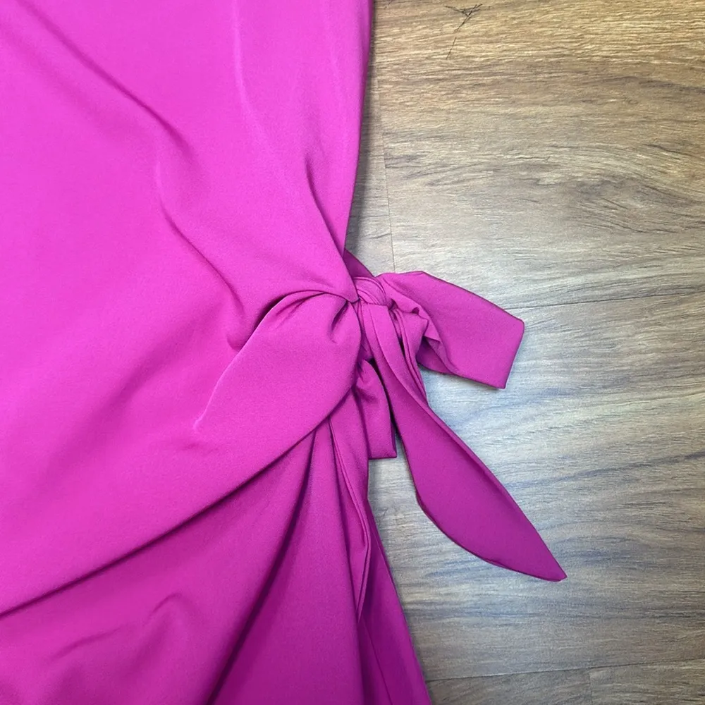 NWT Pink One Shoulder Tie Long Sleeve Bodycon Dress Sz One Size - Image 3