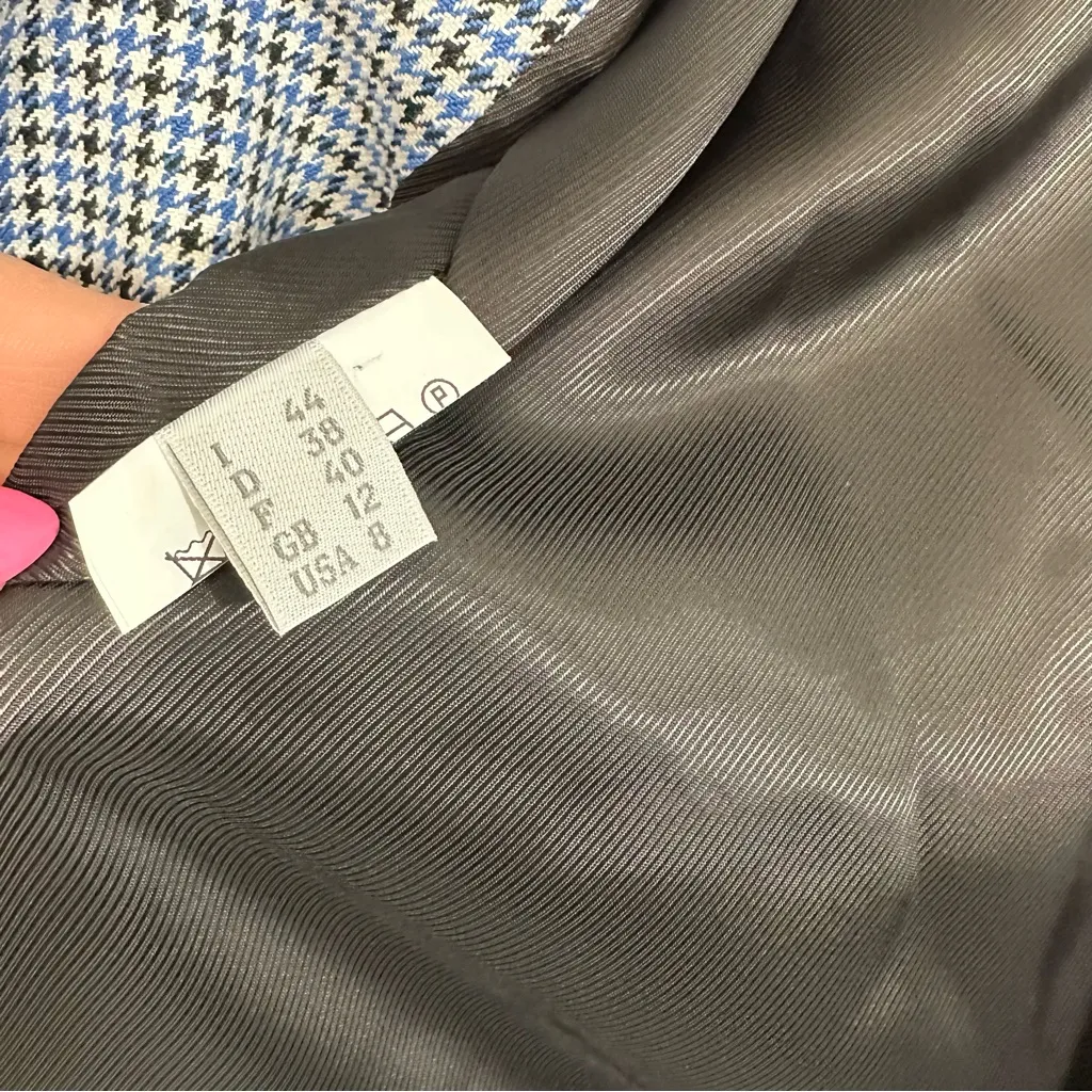 Philosophy Di Lorenzo Serafini Double Breasted Houndstooth Plaid Blazer Jacket Black Size 8 - Image 12