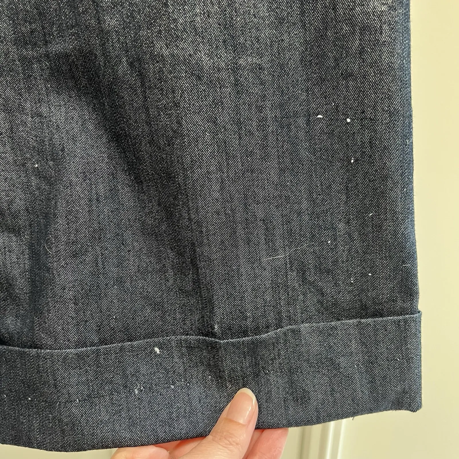 St. John‎ Blue Denim Jean Like Wide Leg Pants Cuffed Blue Boho Designer - Image 3