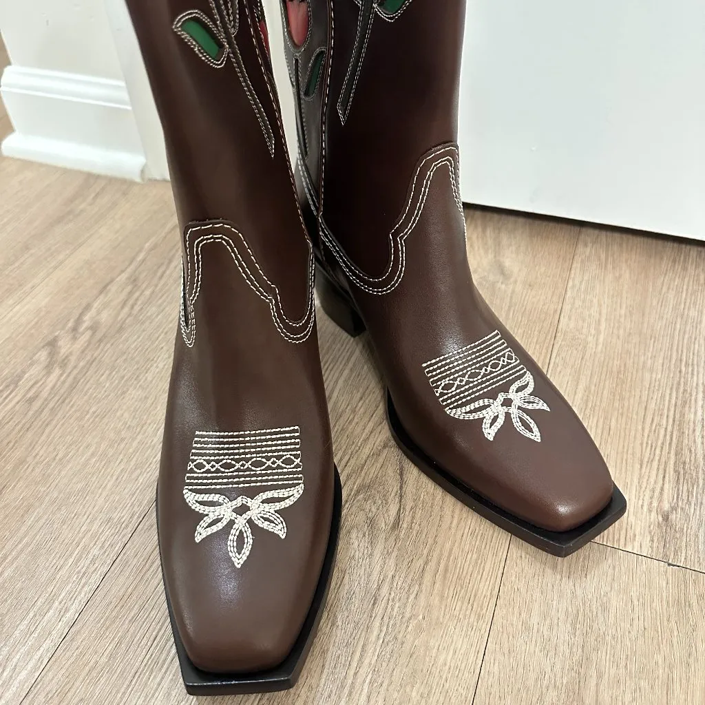 LOEFFLER RANDALL Wilder Western Boot in Espresso Size US 8 - Image 4