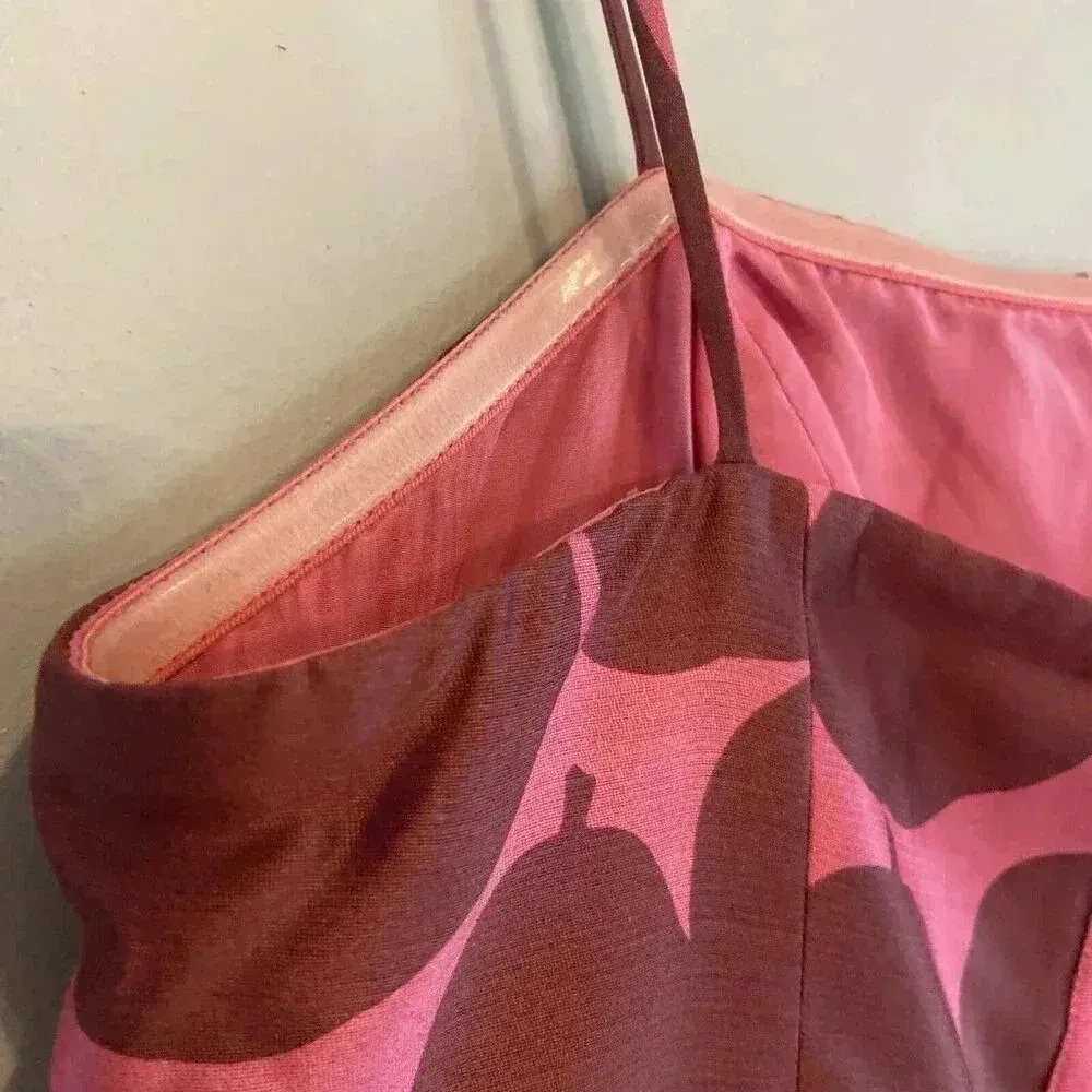 JUICY COUTURE‎ Apple Print PINK Sleeveless SILK BUBBLE DRESS Size 8 Preppy Party - Image 5