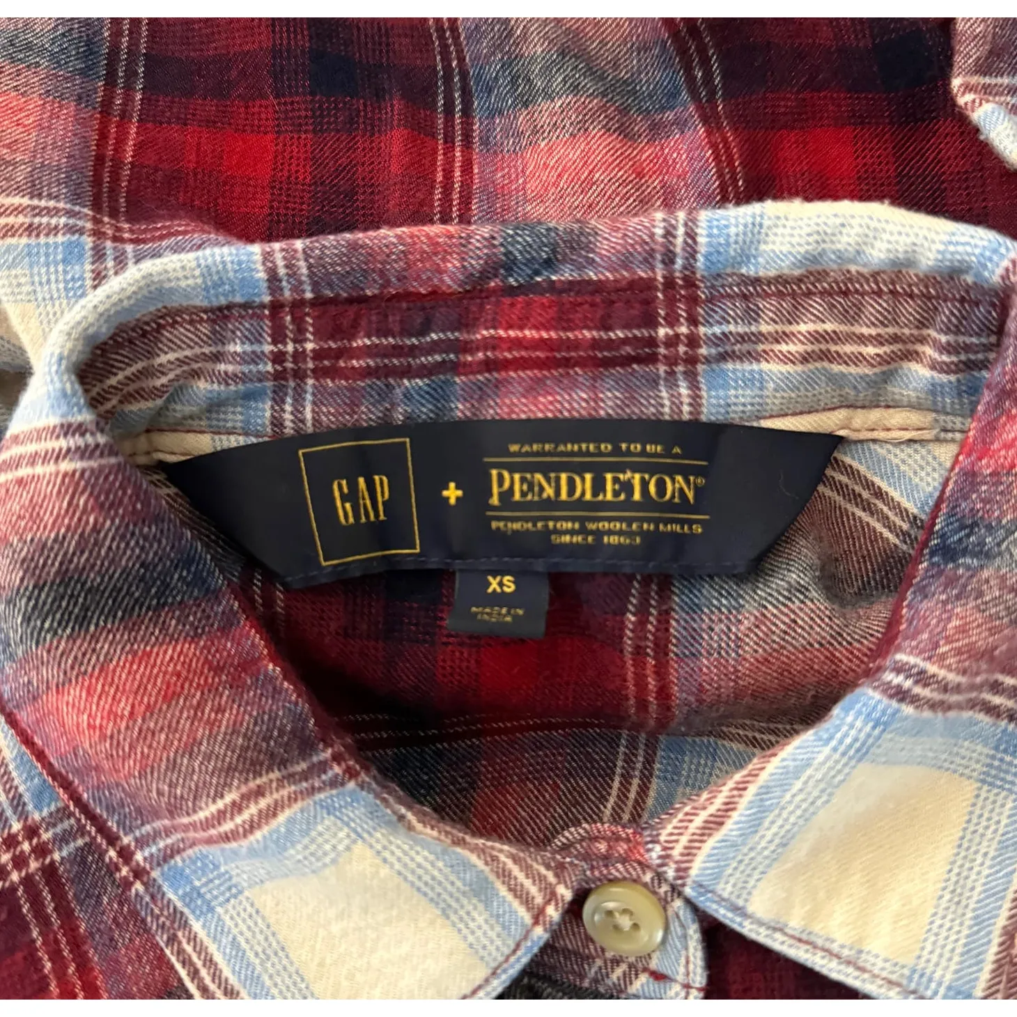 Gap x Pendleton‎ Shirt Womens XS Red White Plaid Campcore Cabincore Heritage - Image 7