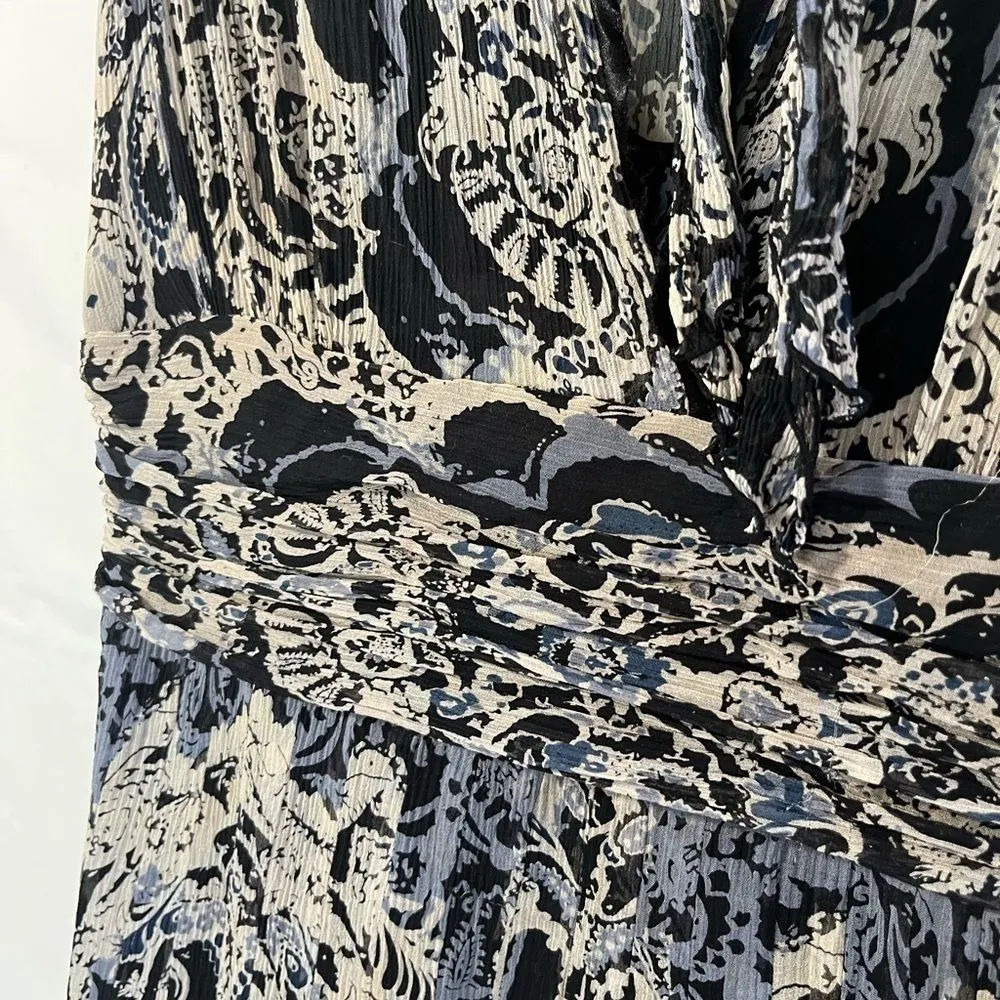 T tahari silk v neck FLORAL PAISLEY PRINT dress CAREER SIZE 2 - Image 4