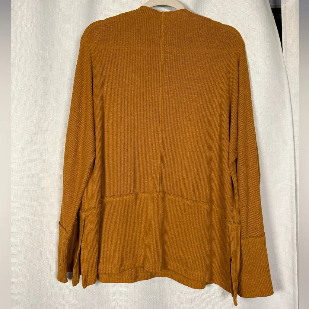 Eri + Ali Mustard Yellow Ribbed Knit Mock Neck Long Sleeve Sweater Size XL - Image 2