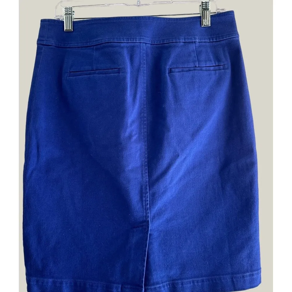 Talbots Womens Royal Blue Denim Look Pencil Skirt Size 6 Cotton & Spandex Size 6 - Image 2