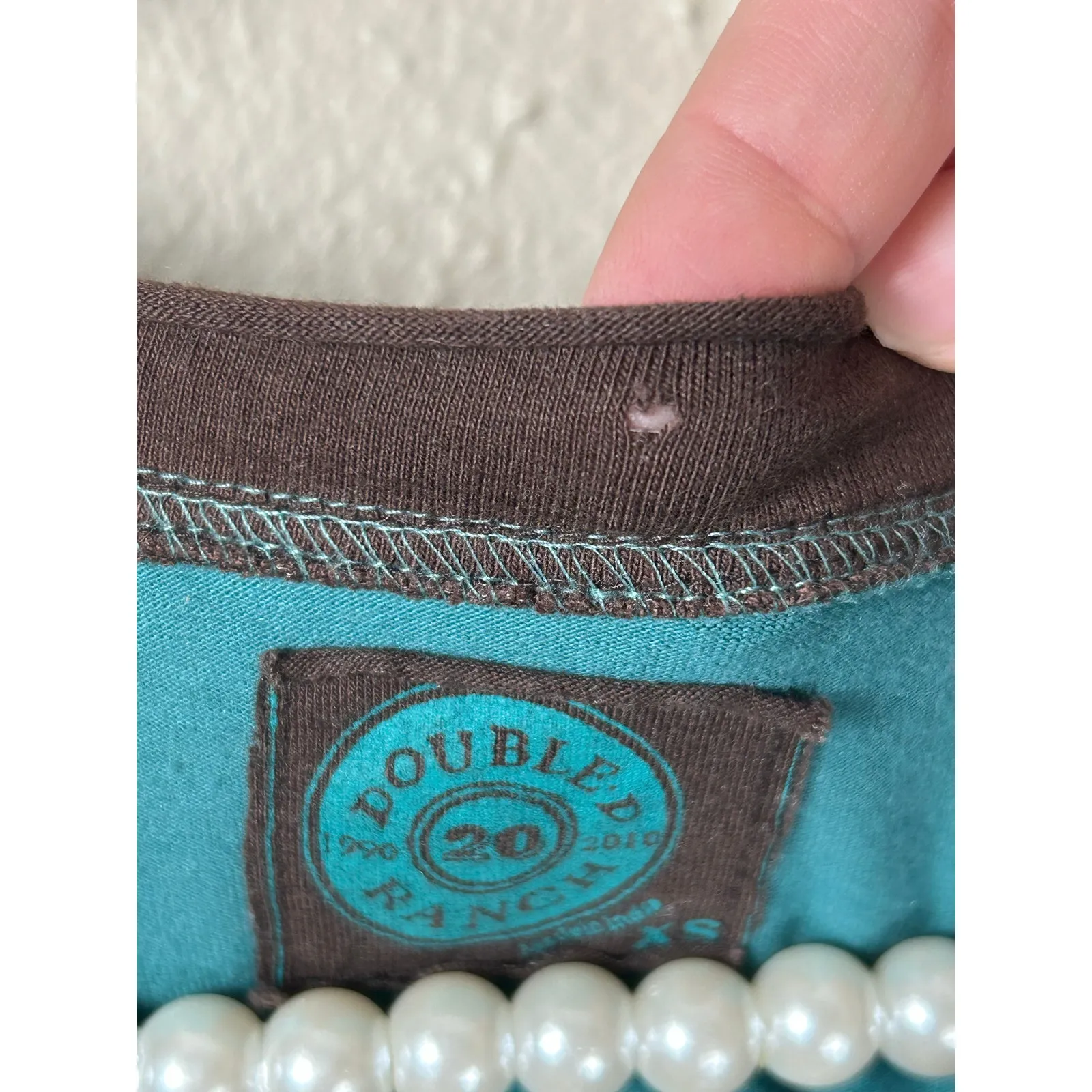 Double D Ranch Dress Size XS Western Boho Beaded Long Sleeve Cowgirl TINY FLAW Blue - Image 7