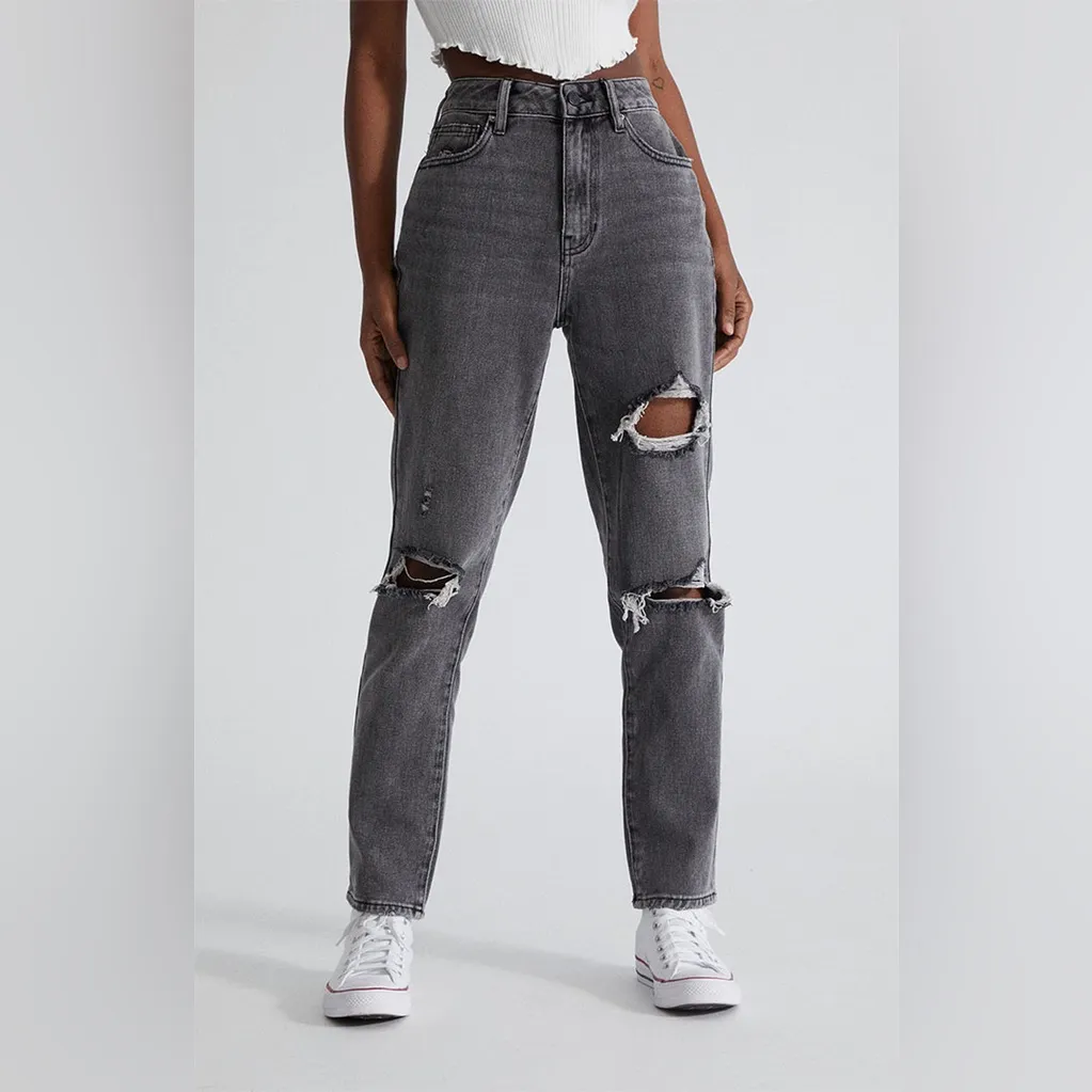 PacSun | Faded Black Ripped Mom Jeans Size 26 - Image 2