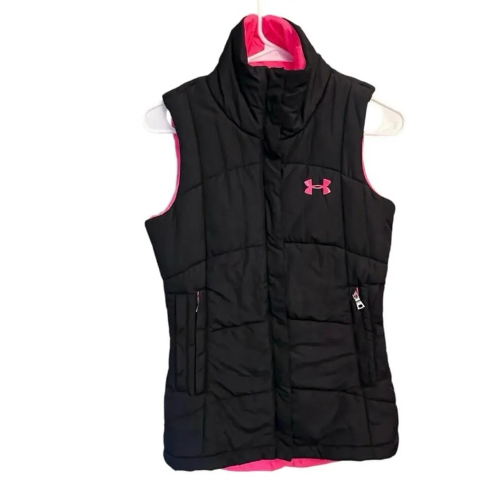 Under Armour Women’s Semi-Fitted Puffer Ski Vest Black Hot Pink Size XS - Image 14