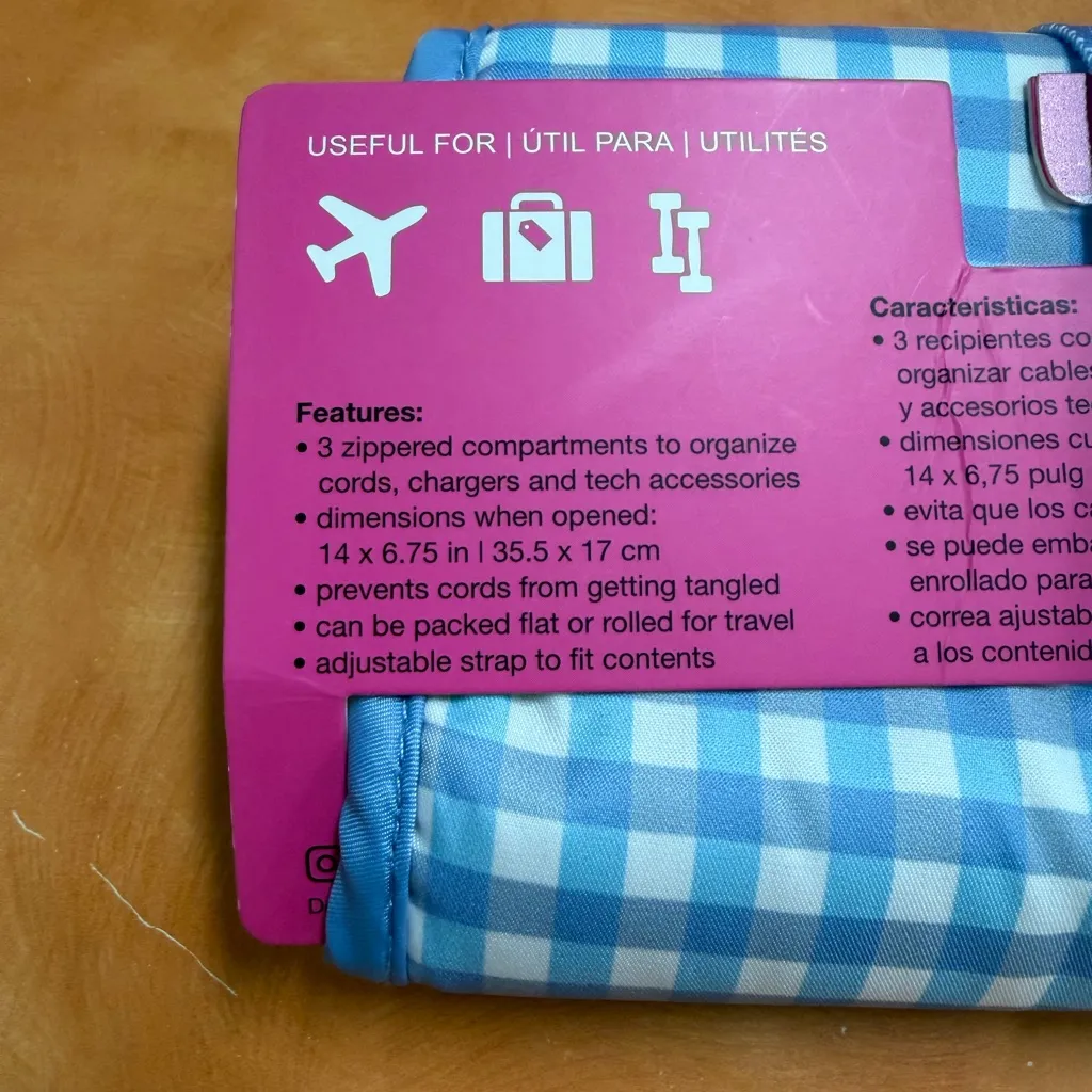 Miamica Blue Checkered Travel Bag - Image 4