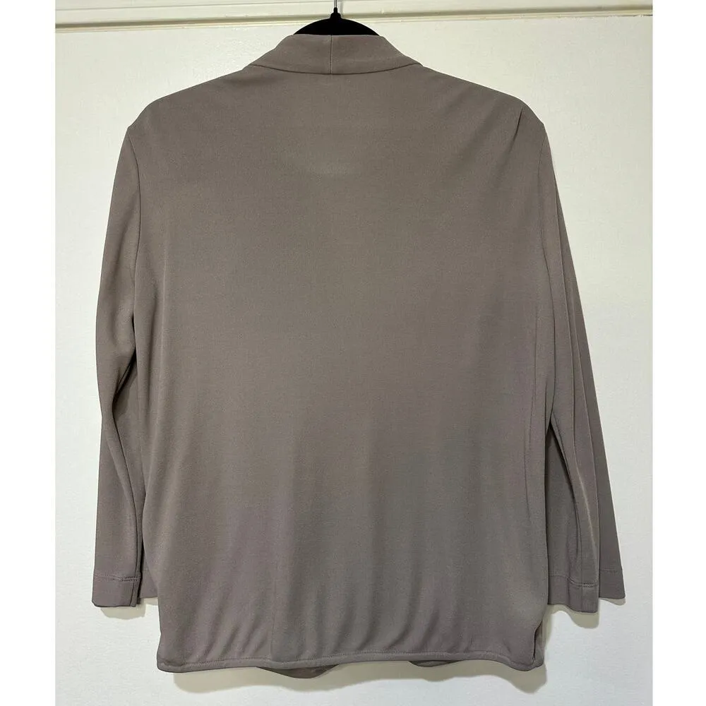 MM.LaFleur  New York Deneuve Faux Wrap Blouse 3/4 Sleeve Taupe Size Medium EUC - Image 8