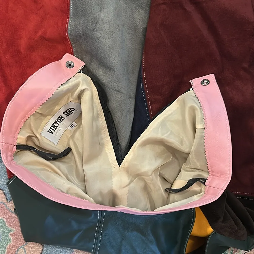 Handmade Colorful Patchwork Genuine Leather Women's Skirt Brown - Image 8