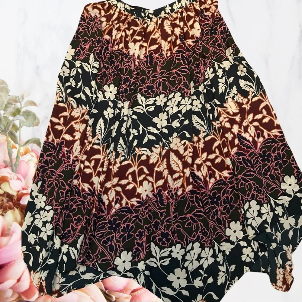 Rachel Roy Womens Pink Sheer Floral Midi Peasant Skirt SZ XS - Image 3