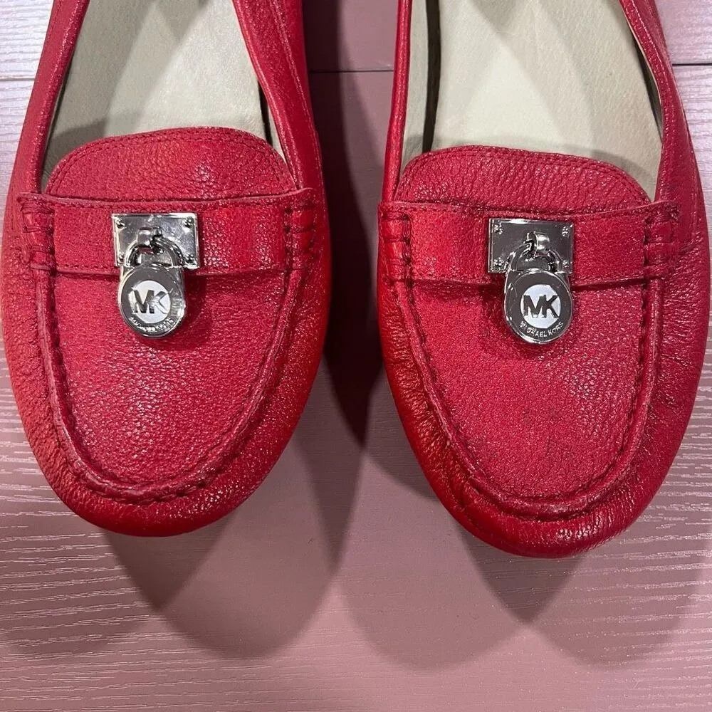 Michael Kors Hamilton Red Leather Moccasins Loafers - Image 2
