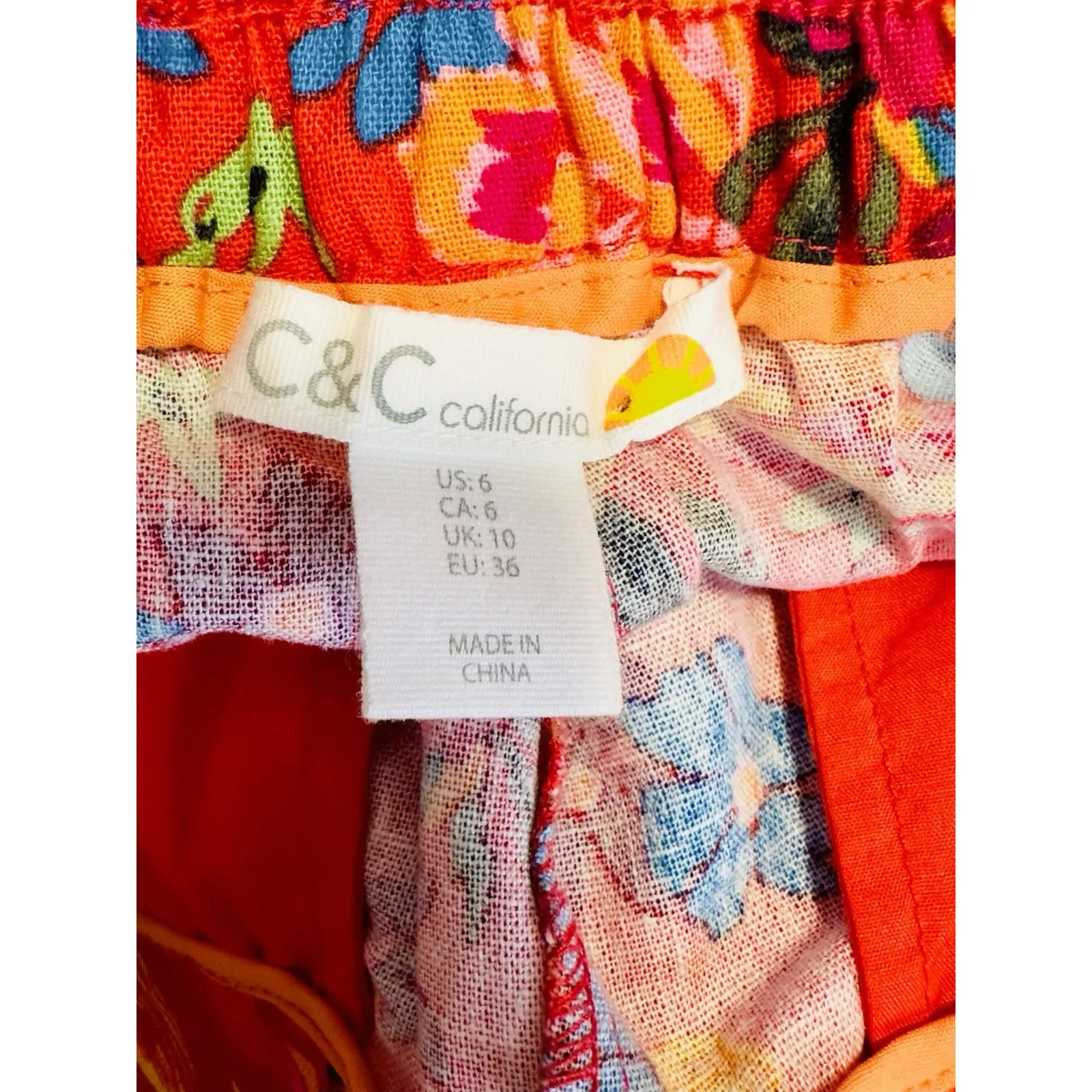 C&C Cali Women Colorful Tropical Hawaiian Tie Front Relaxed Linen‎ Blend Short 6 - Image 6