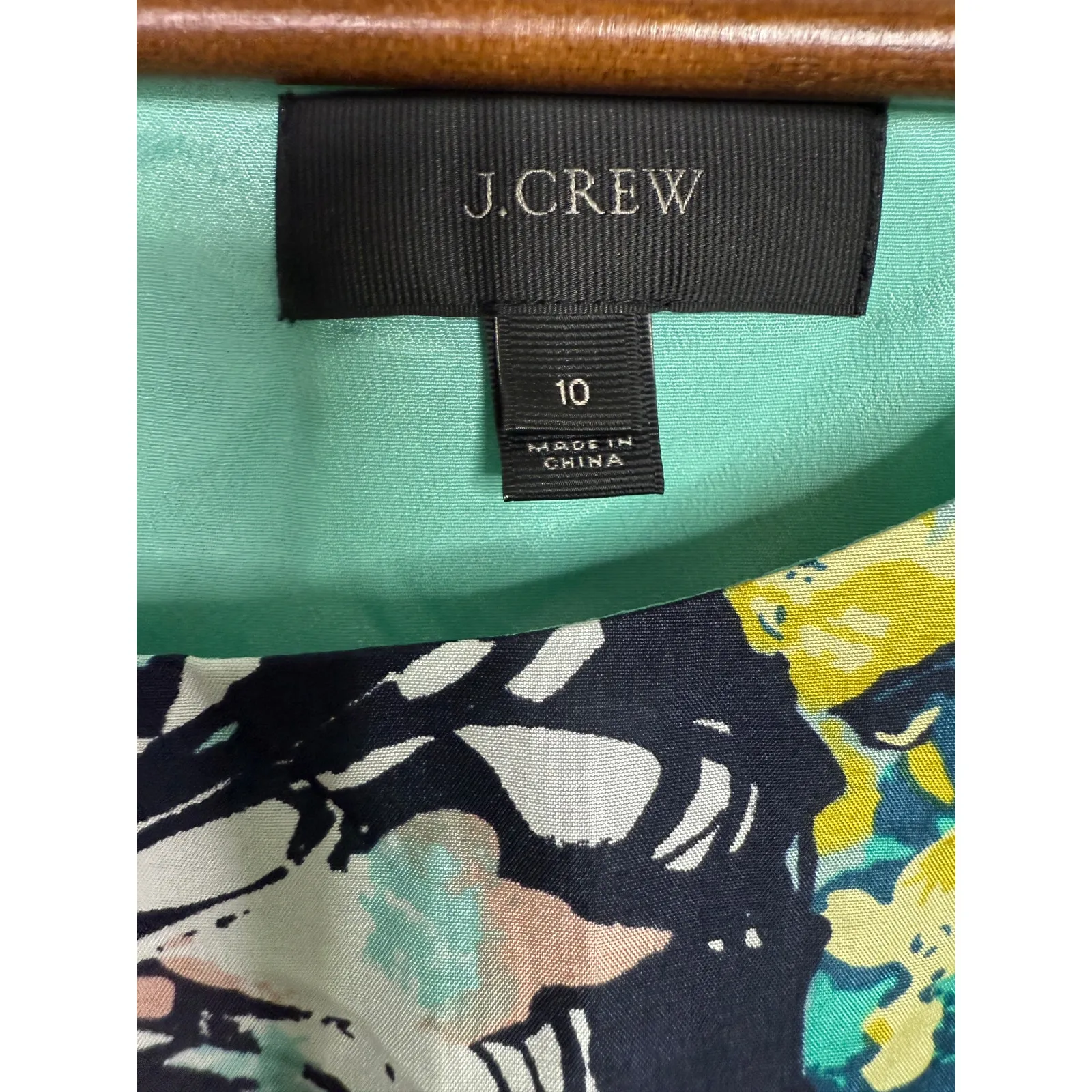 J. Crew Aquatic Floral Silk Mini Sleeveless Dress Back Zip Up 10 Green White - Image 9