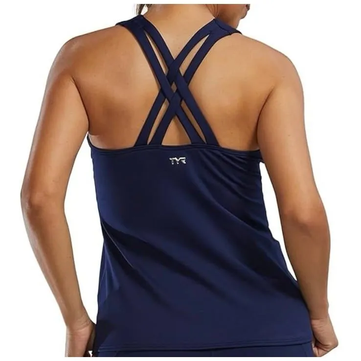 TYR Durafast Elite Square Neck Tankini Swim Top Navy Size 20 New With Tag Blue - Image 4
