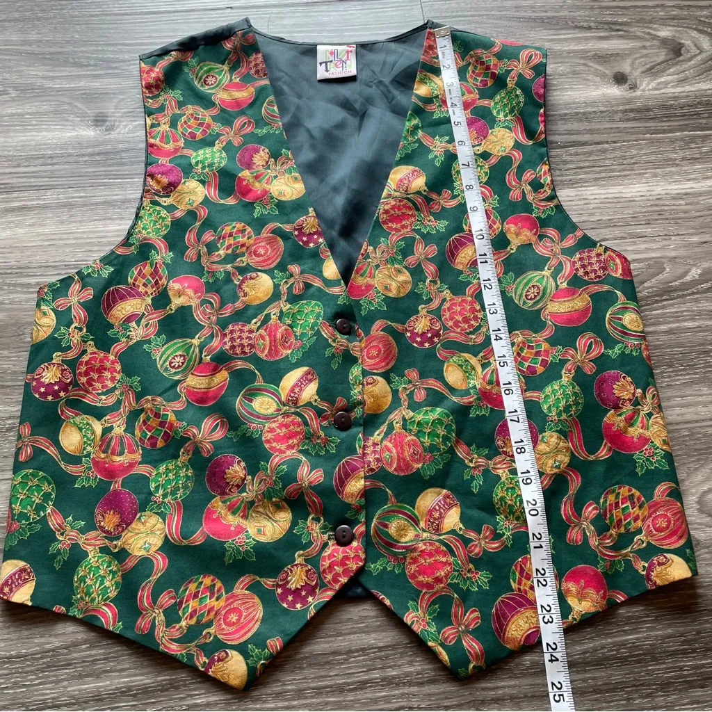 Color Trend Fashion Christmas Ornaments Festive Vest. Size M/L Green - Image 5