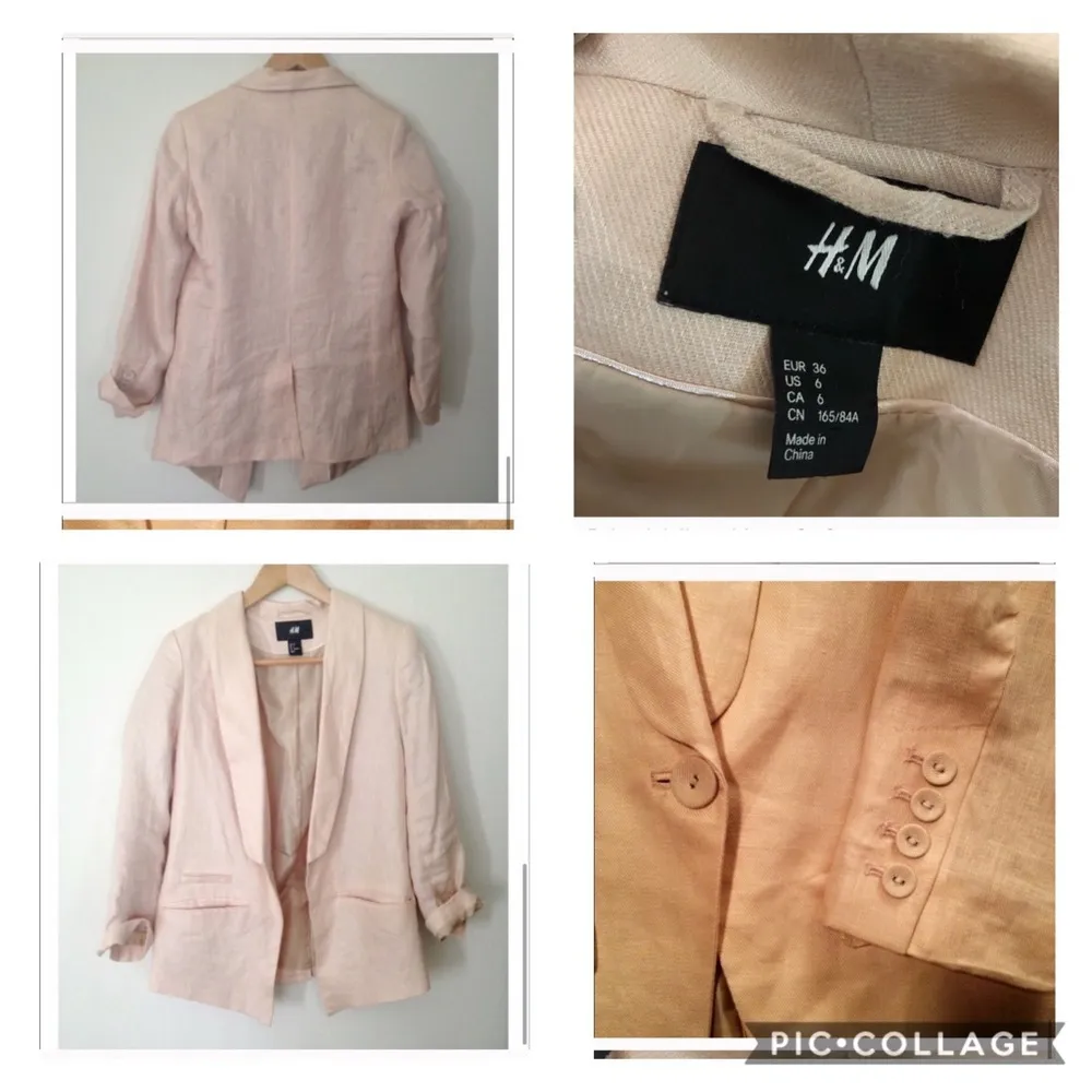 H&M Pale pink linen blazer Sz 6 - Image 11