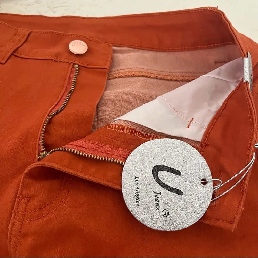 U JEANS Orange Flare Jeans 5 Pocket High Rise Womens Size 9/10 Deadstock NOS - Image 7