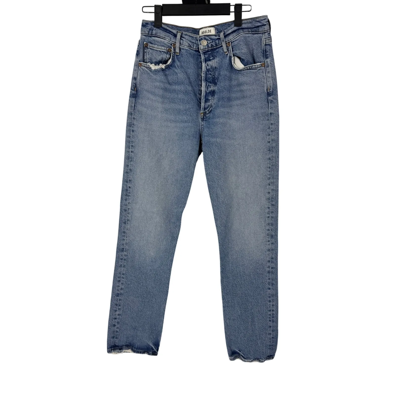 AGOLDE Riley Long Straight Jeans in Cove - Image 3