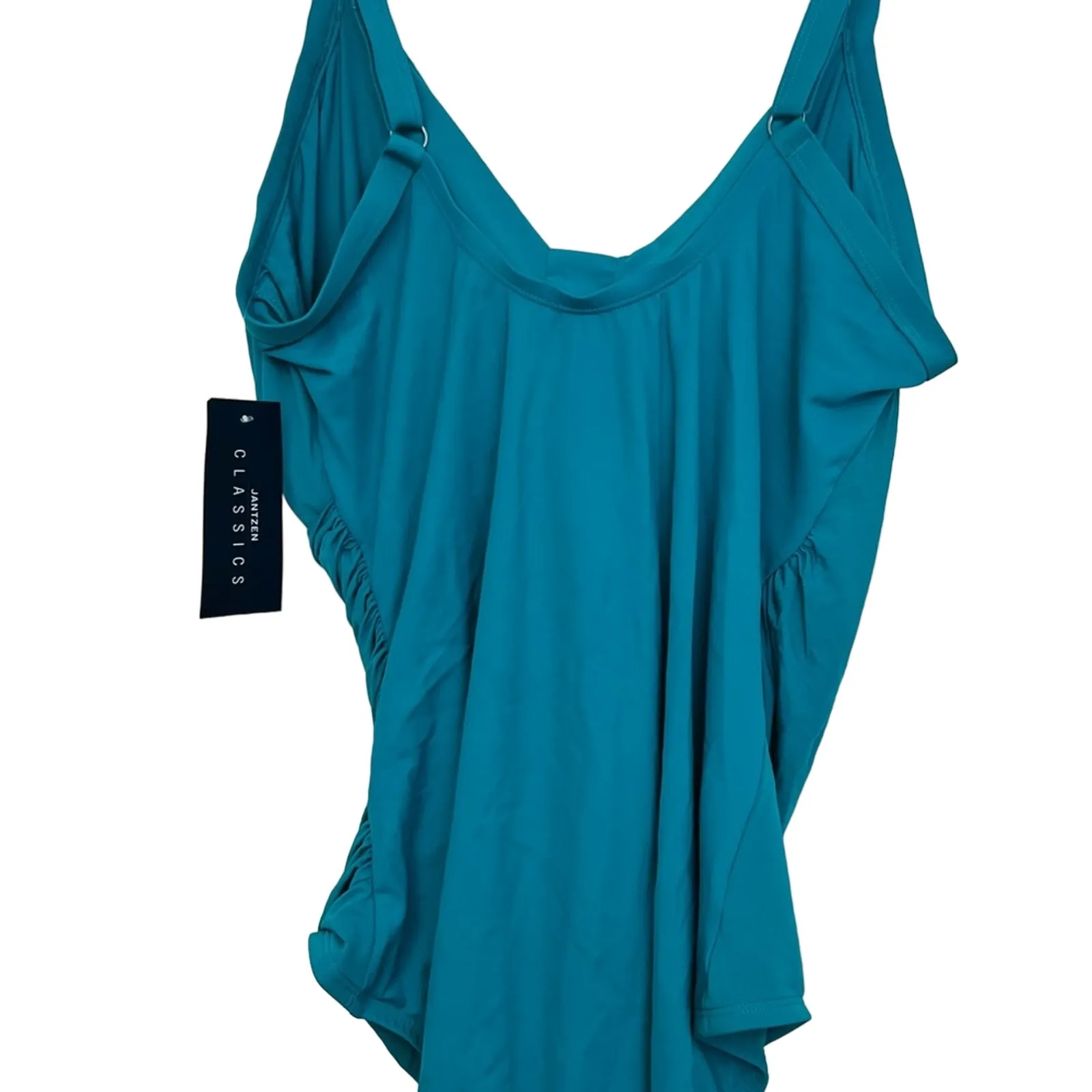 NEW with Tags Jantzen Women's Teal Twist V-Neck One-Piece Swimsuit Size: 22W - Image 2