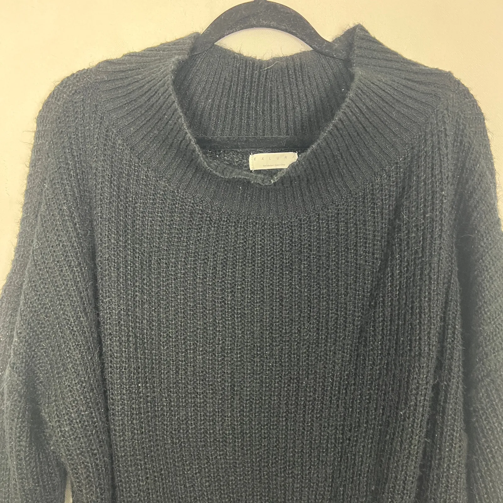 Exlura Pullover Black Chunky Knit Sweater Size S/M - Image 3