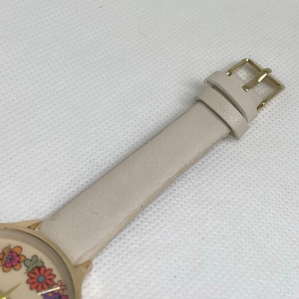 Women’s floral dial women’s watch gold tone 36mm round quartz leather running - Image 3