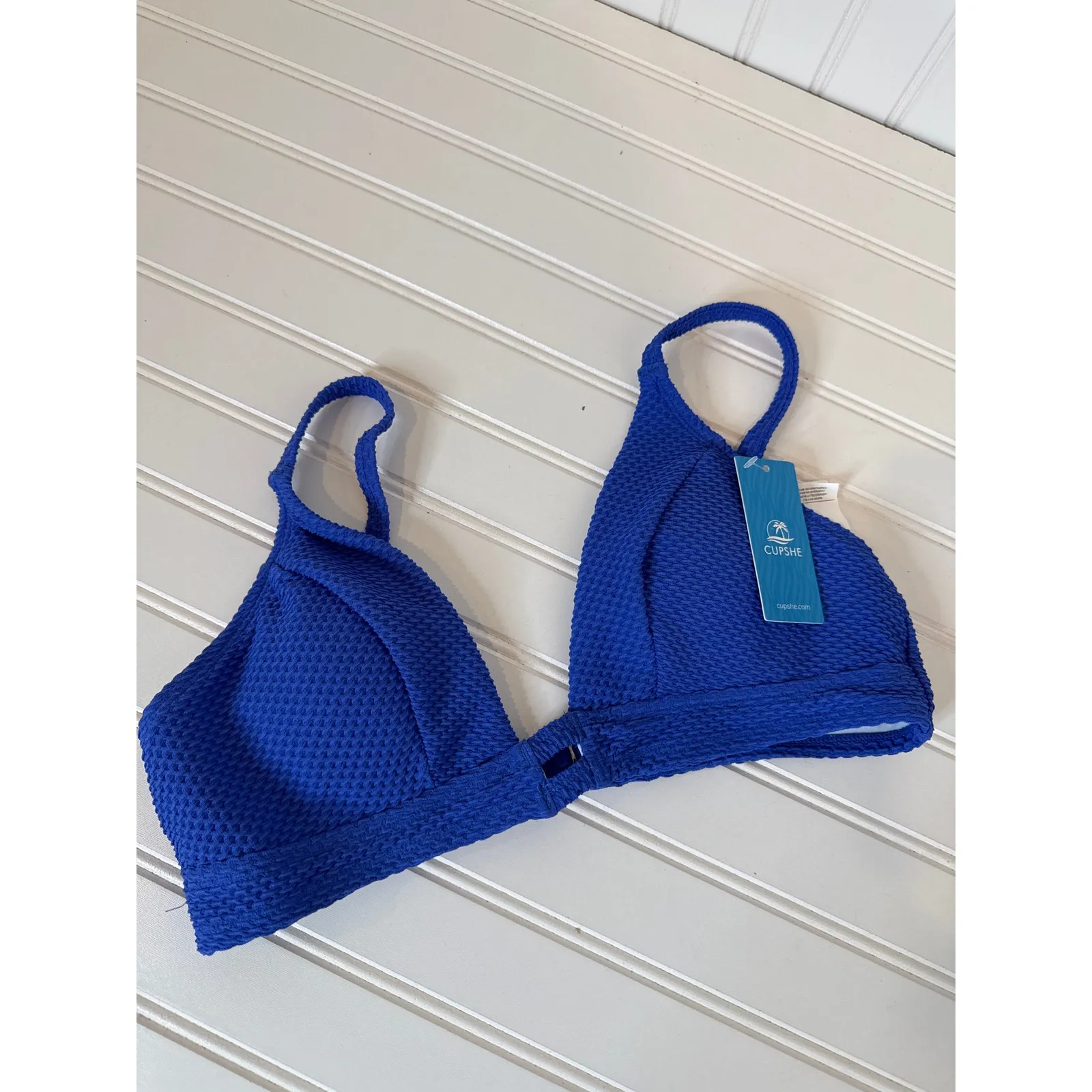 NWT Cupshe Lot of 3 Swim Bikini Tops - Black Green Blue Beach Surf Bundle Size M - Image 7