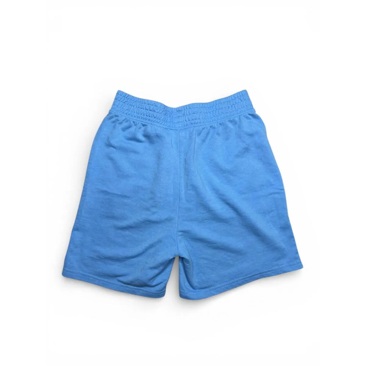 Light Blue Smocked Wide Leg Loose Fit Sweat Shorts Elastic Waist Pockets Size S - Image 3